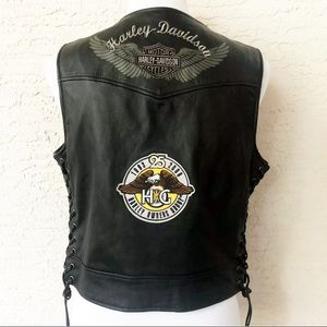 Harley Davidson Vest Womens Large Black Leather